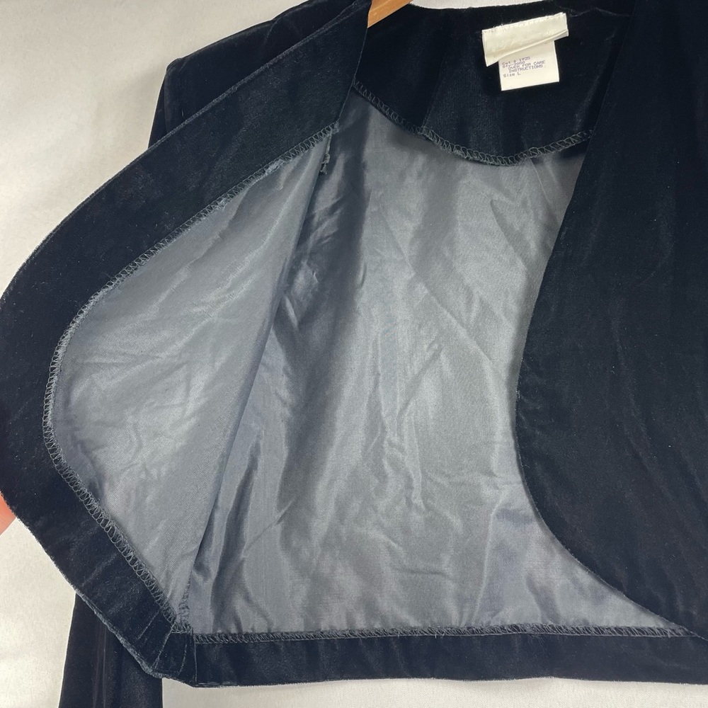 VTG Velvet Bolero Jacket Black LG Classy Neutral Formal Maurice’s 90s Y2K Goth - Picture 3 of 13